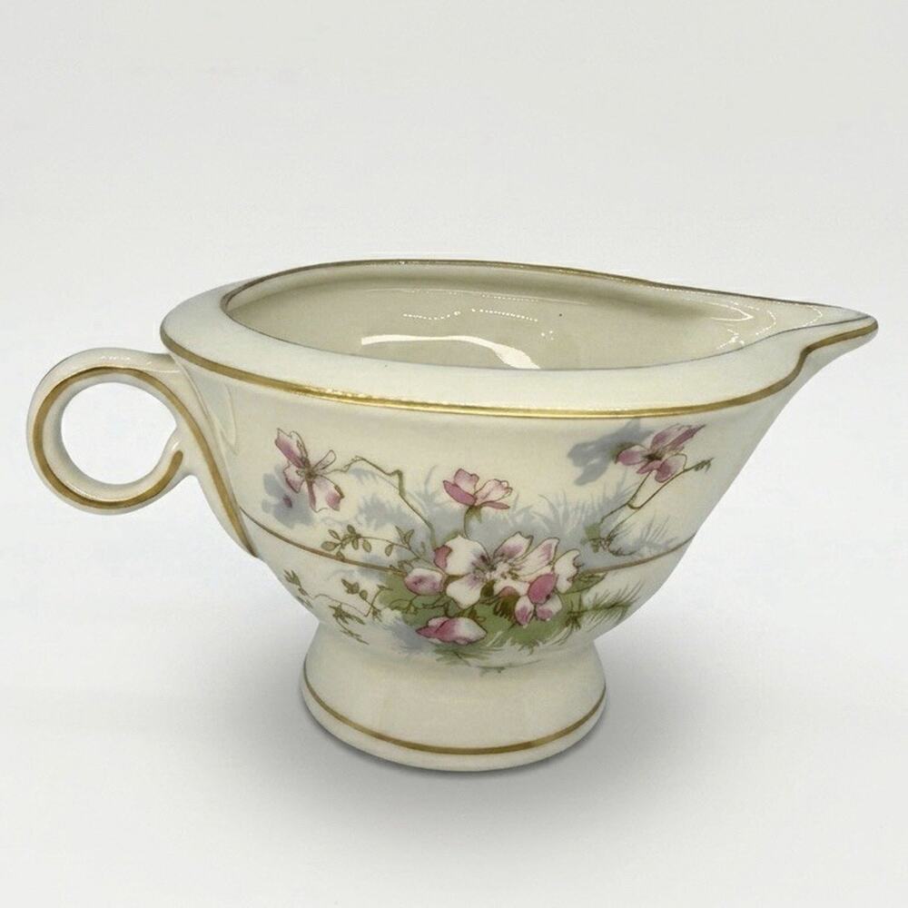 Theodore Haviland New York Apple Blossom Creamer Pitcher Gold Trim USA Made 40s